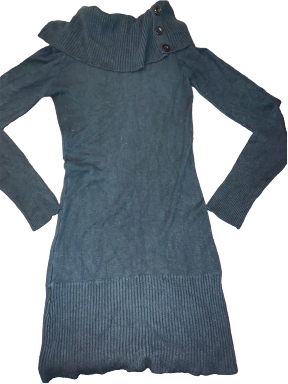 Women's Costa Blanca black Cowl Neck Sweater Dress L